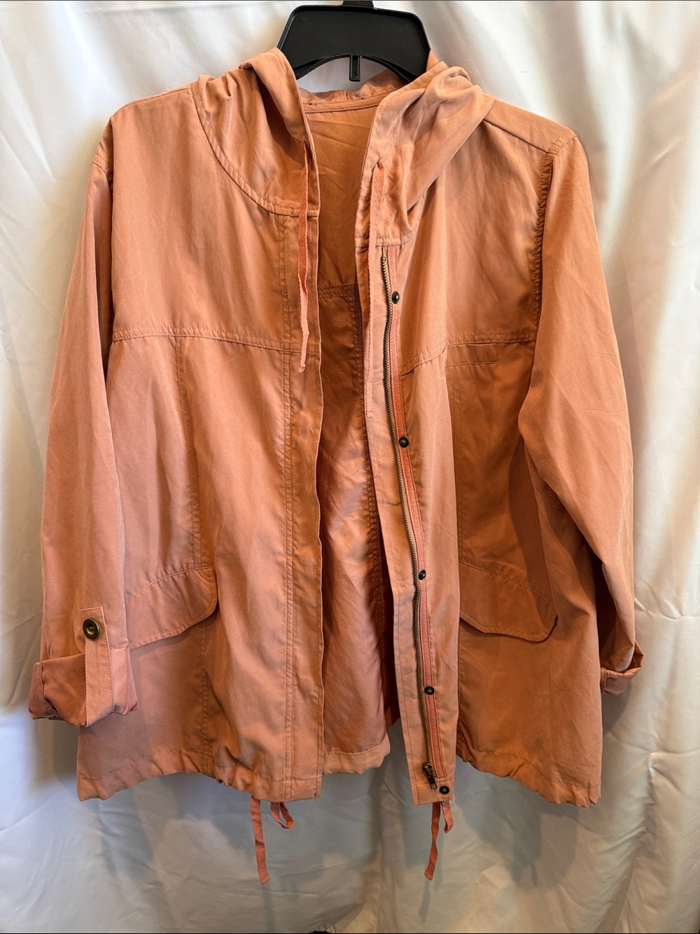 Women's Lightweight Hooded Anorak Jacket - Dusty Rose